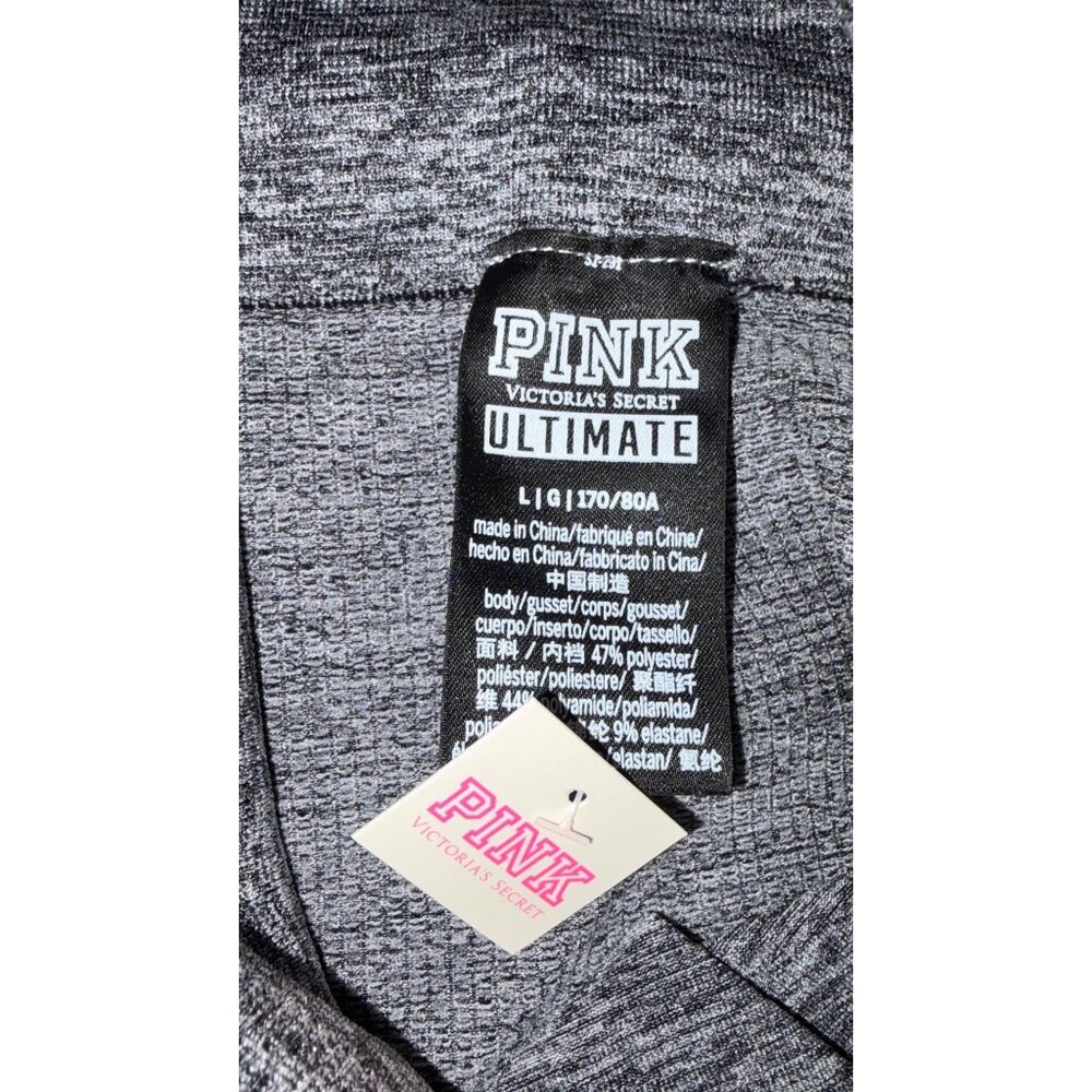 VICTORIA'S SECRET PINK ULTIMATE STRAPPY LEGGINGS-GRAY-NEW! SIZE LG - Picture 6 of 8